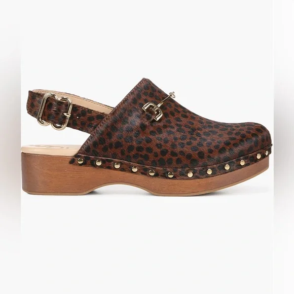 New! Sam Edelman Calf-hair/Leather Studded Wooden Clog Women’s Size 6 - Picture 6 of 16